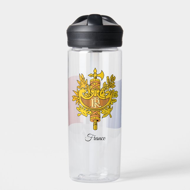 French Coat of Arms, Flag, France Water Bottle (Front)