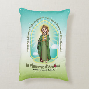 French Color Bg Kids FOL Mary Icon + Unity Prayer  Accent Pillow