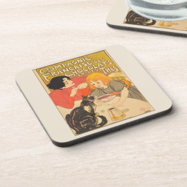 French Company of Chocolates and Teas, Art Nouveau Beverage Coaster (Left Side)