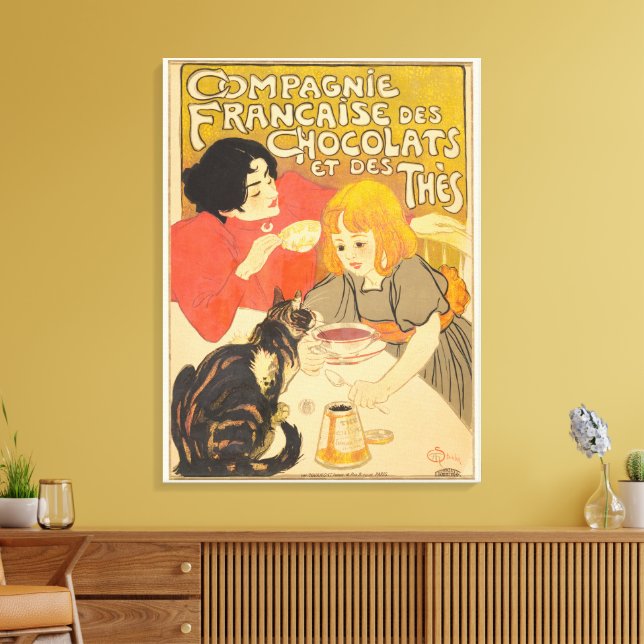 French Company of Chocolates and Teas, Art Nouveau Canvas Print (Insitu(LivingRoom))