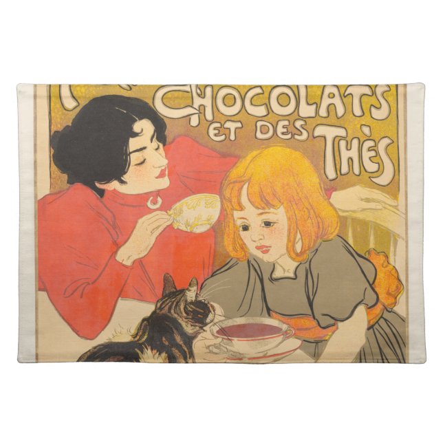 French Company of Chocolates and Teas, Art Nouveau Cloth Placemat (Front)