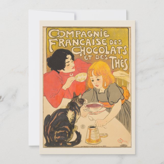 French Company of Chocolates and Teas, Art Nouveau Invitation (Front)