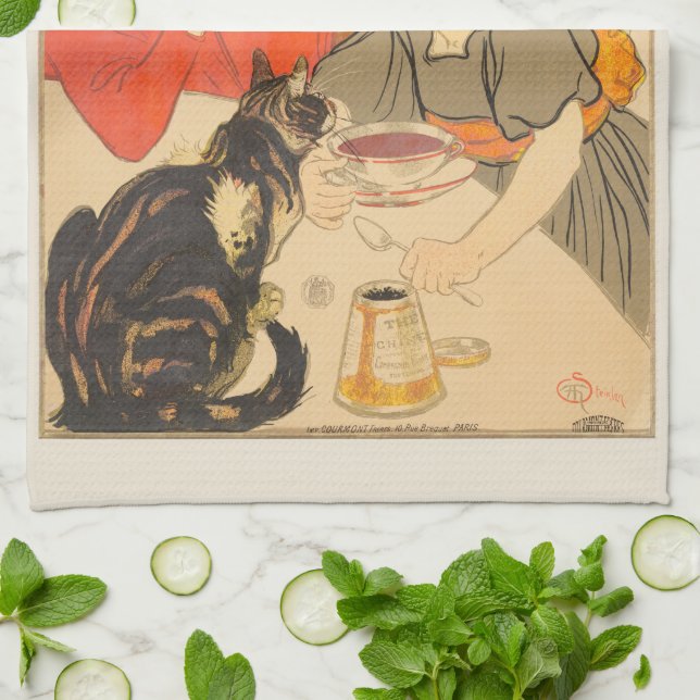 French Company of Chocolates and Teas, Art Nouveau Kitchen Towel (Folded)