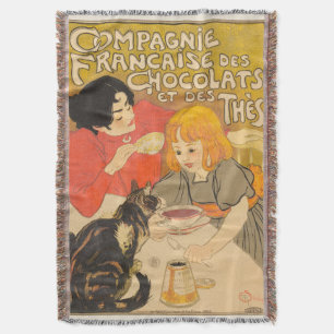 French Company of Chocolates and Teas, Art Nouveau Throw Blanket