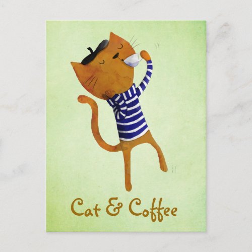 French Cool Cat Postcard