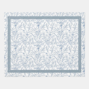 French Cottage Blue White Floral Rug