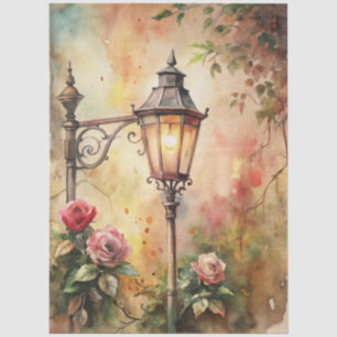 French Cottage Core Lamppost Ephemera Decoupage Tissue Paper