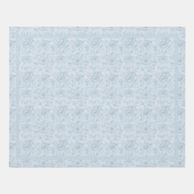 French Cottage Dusty Blue Floral  Rug (Front)