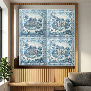 French Cottage Luxury Floral Frame Country Living  Ceramic Tile