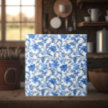French Cottage Navy Blue Floral Ceramic Tile<br><div class="desc">With an intricate blue floral design,  these tiles are reminiscent of French cottages and cozy spaces. A unique addition to kitchen or bathroom backsplashes.</div>