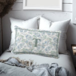French Cottage Sage Green Floral Monogram Lumbar Pillow<br><div class="desc">With a romantic sage green and blue forget me not floral design these monogram pillows are reminiscent of French cottages and perfect for creating cozy spaces.</div>