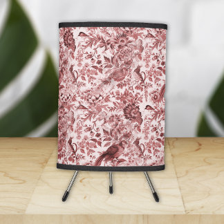 French Cottage Toile De Jour Red Tripod Lamp