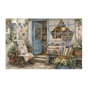 French Cottagecore Quilt Shop Watercolor Acrylic Print