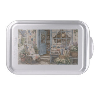 French Cottagecore Quilt Shop Watercolor Cake Pan