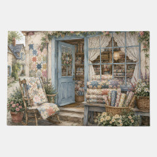 French Cottagecore Quilt Shop Watercolor Doormat