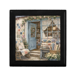 French Cottagecore Quilt Shop Watercolor Gift Box