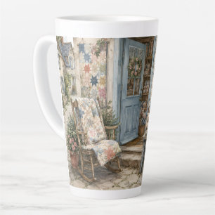 French Cottagecore Quilt Shop Watercolor Latte Mug