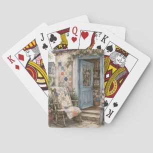 French Cottagecore Quilt Shop Watercolor Poker Cards