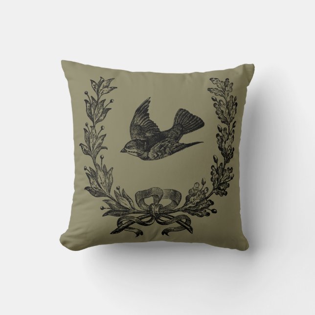 French Country Bird Throw Pillow 16" x 16" (Front)
