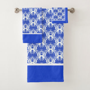 French Country Blue And White Bath Towel Set