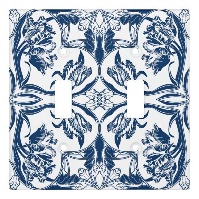 French Country Blue and White Tulip Wall Plate (Front)