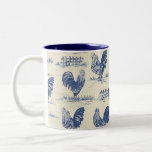 French Country Blue Roosters Coffee Cup<br><div class="desc">French Country Blue Roosters Coffee Cup Mug  Pattern design is one of my Grandma's old tablecloths!</div>