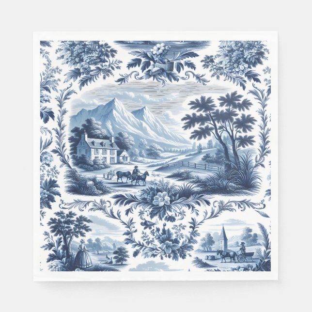 French Country Blue Toile Napkins (Front)