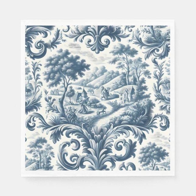 French Country Blue Toile Napkins (Front)