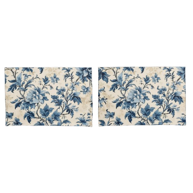 French Country Blue Toile Pillow Case (Front-Set)