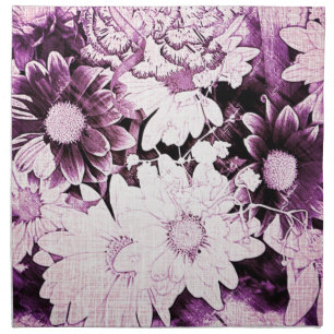 French country boho chic wildflower purple daisy napkin