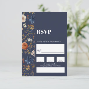 French Country Boho Painted Floral Wedding RSVP