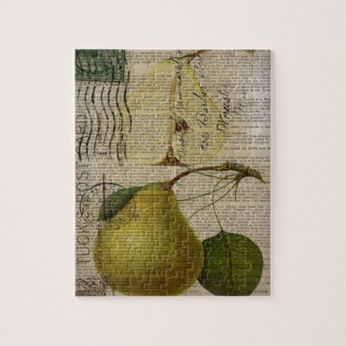 french country botanical illustration vintage pear jigsaw puzzle