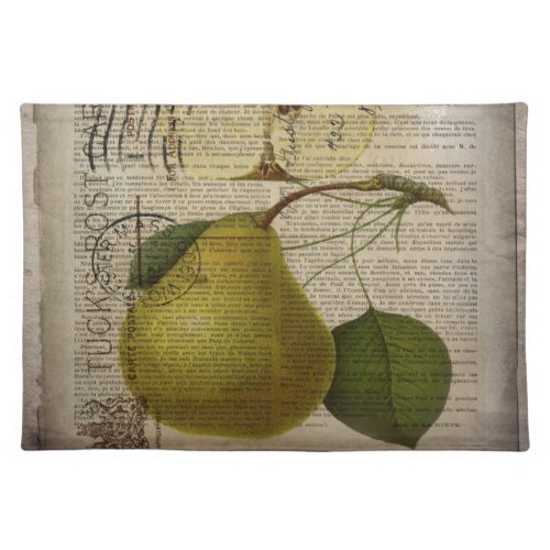 french country botanical illustration vintage pear placemat