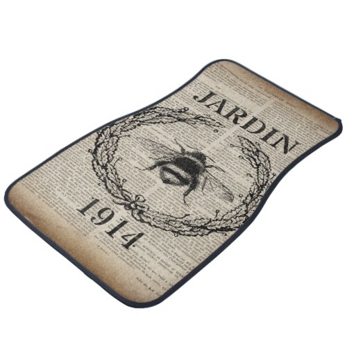 french country botanical modern vintage bee car floor mat