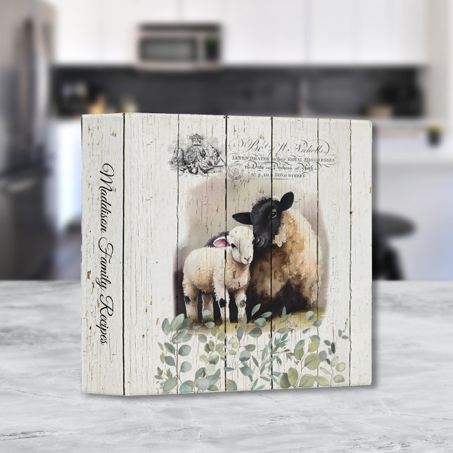 French Country Botanical Suffolk Sheep  3 Ring Binder (Creator Uploaded)