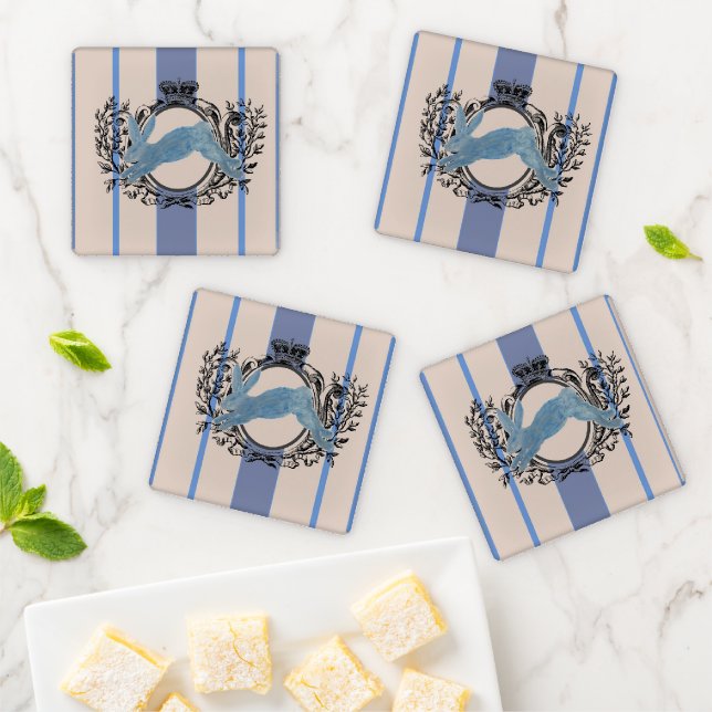 French Country Bunny Rabbit Acrylic Coaster Set (In Situ)