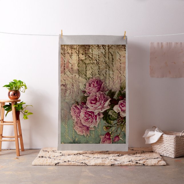 French country chic,shabby chic, pink roses, flora fabric (In Situ)