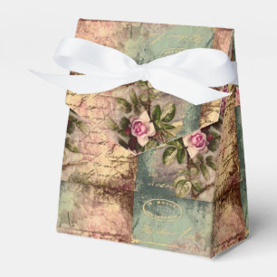 French country chic,shabby chic, pink roses, flora favor boxes