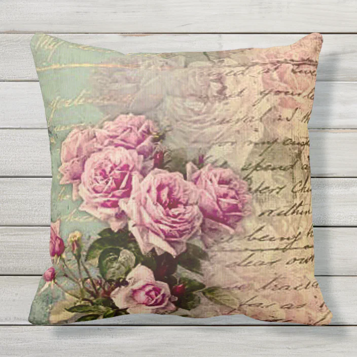French Country Chic Shabby Pink, Shabby Chic Outdoor Pillows
