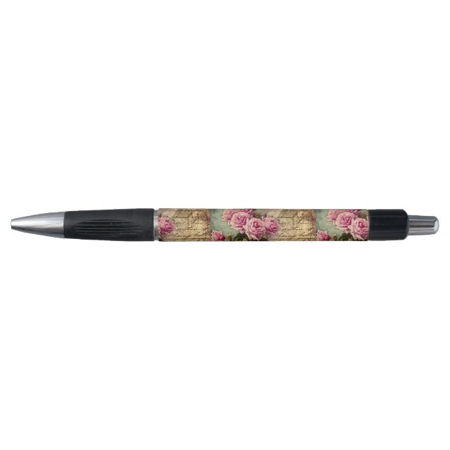 French country chic,shabby chic, pink roses, flora pen (Front)