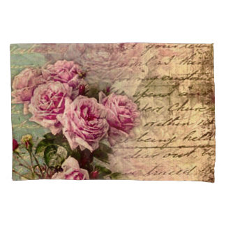 French country chic,shabby chic, pink roses, flora pillow case