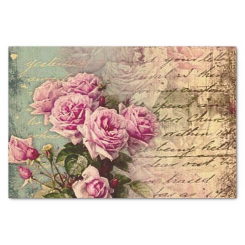 French country chicshabby chic pink roses flora tissue paper