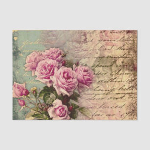 French country chic,shabby chic, pink roses, flora tissue paper