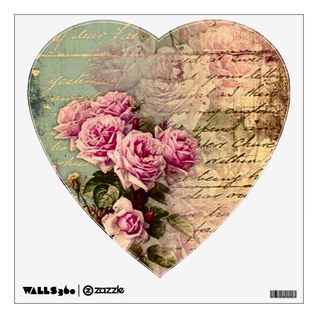 French country chic,shabby chic, pink roses, flora wall decal (Front)