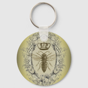 french country chic victorian crown queen bee keychain