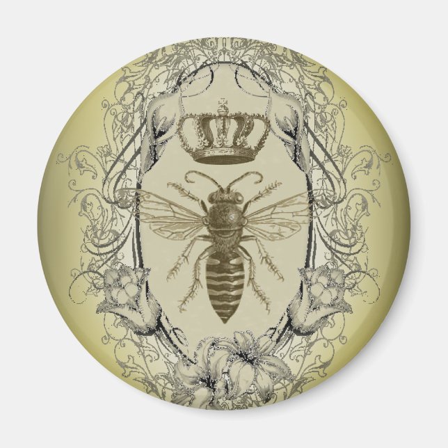 french country chic victorian crown queen bee magnet (Front)