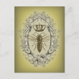 french country chic victorian crown queen bee postcard