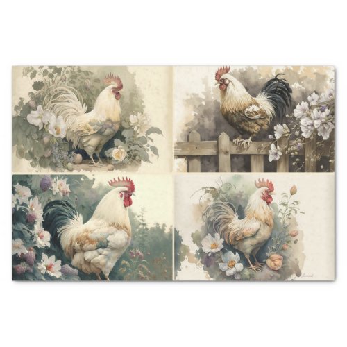 French Country Chickens Tissue Paper