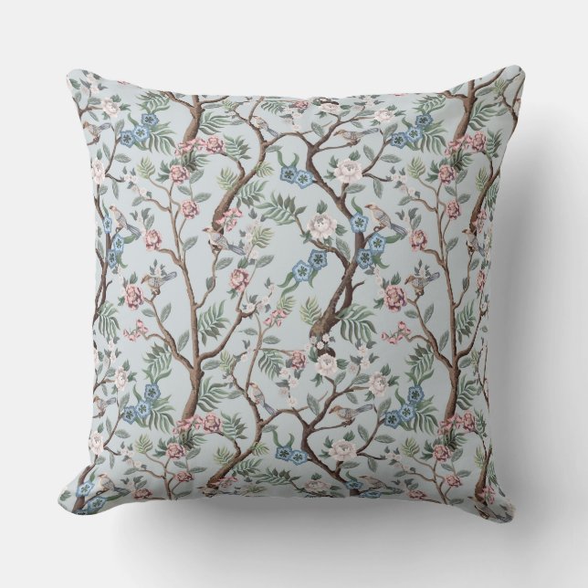 French Country Chinoiseries Throw Pillow (Front)