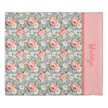 French Country Cottage Floral Pink Monogram Name